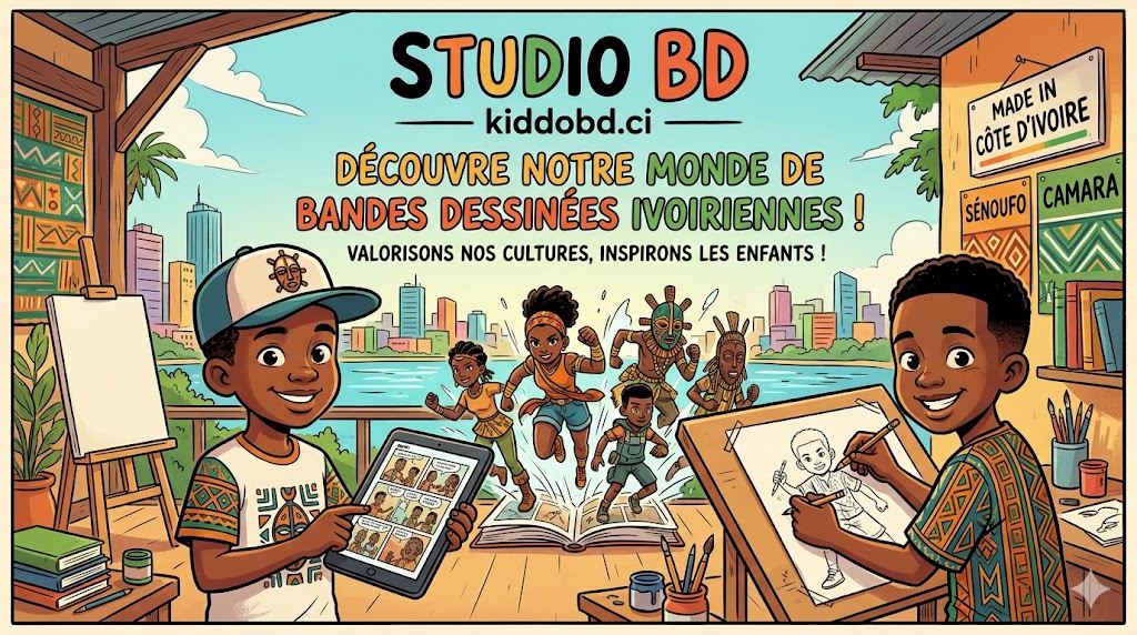 Studio BD — Yassine et Farouk présentent leur monde de bandes dessinées ivoiriennes, valorisant les cultures Senoufo et Camara